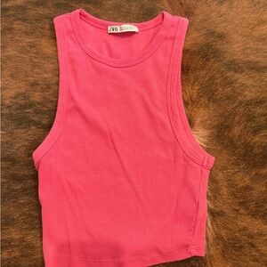 Zara Pink Crop Tank Top Sleeveless